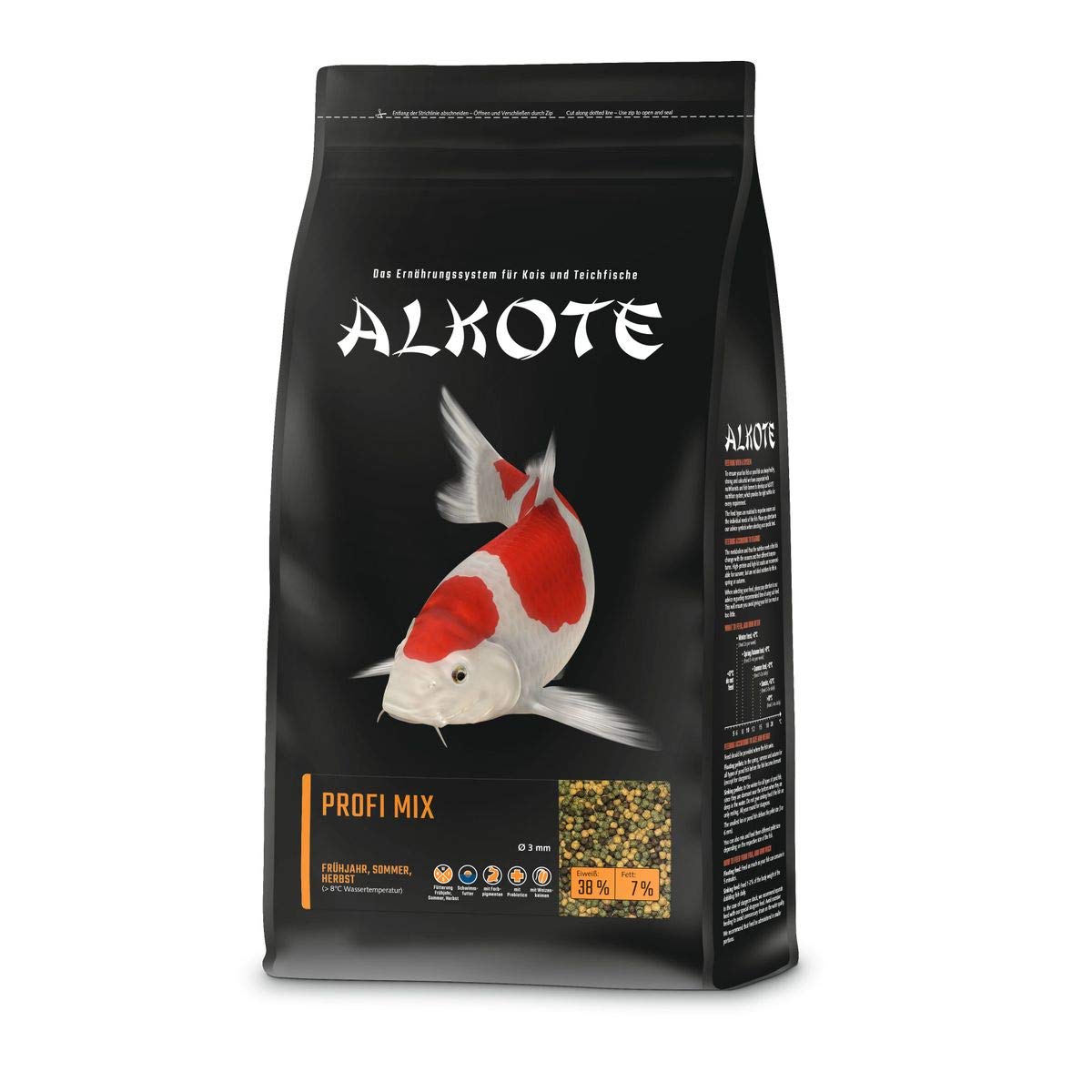 AL-KO-TE, Alimento de 3 Estaciones para Kois, Primavera a otoño, pellets flotantes, Comida Principal Profesional Mezcla, 1 kg (1 Unidad)