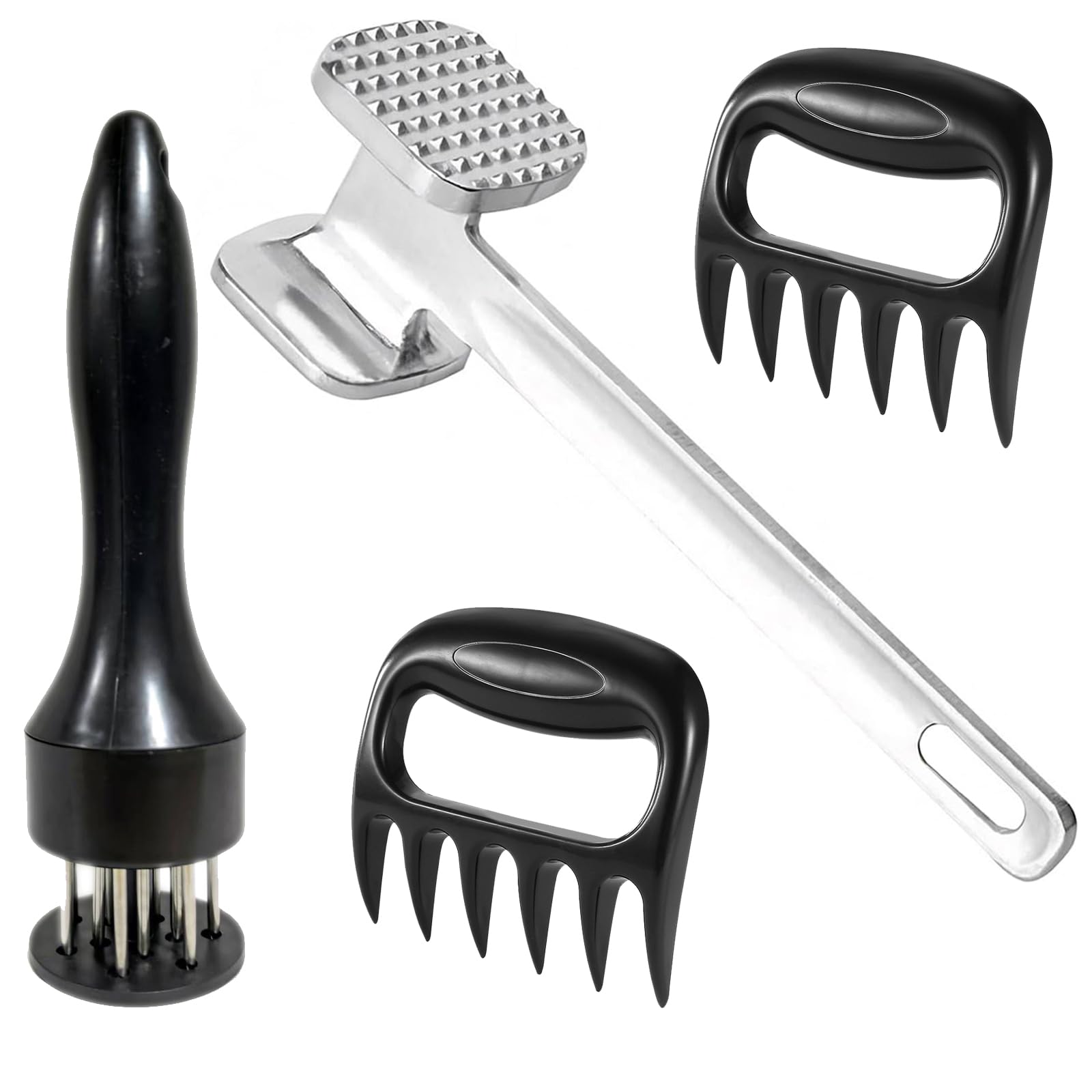 3 Pcs Meat Tenderiser Tools, Hammer, Needle Tenderiser and Claws for Steak