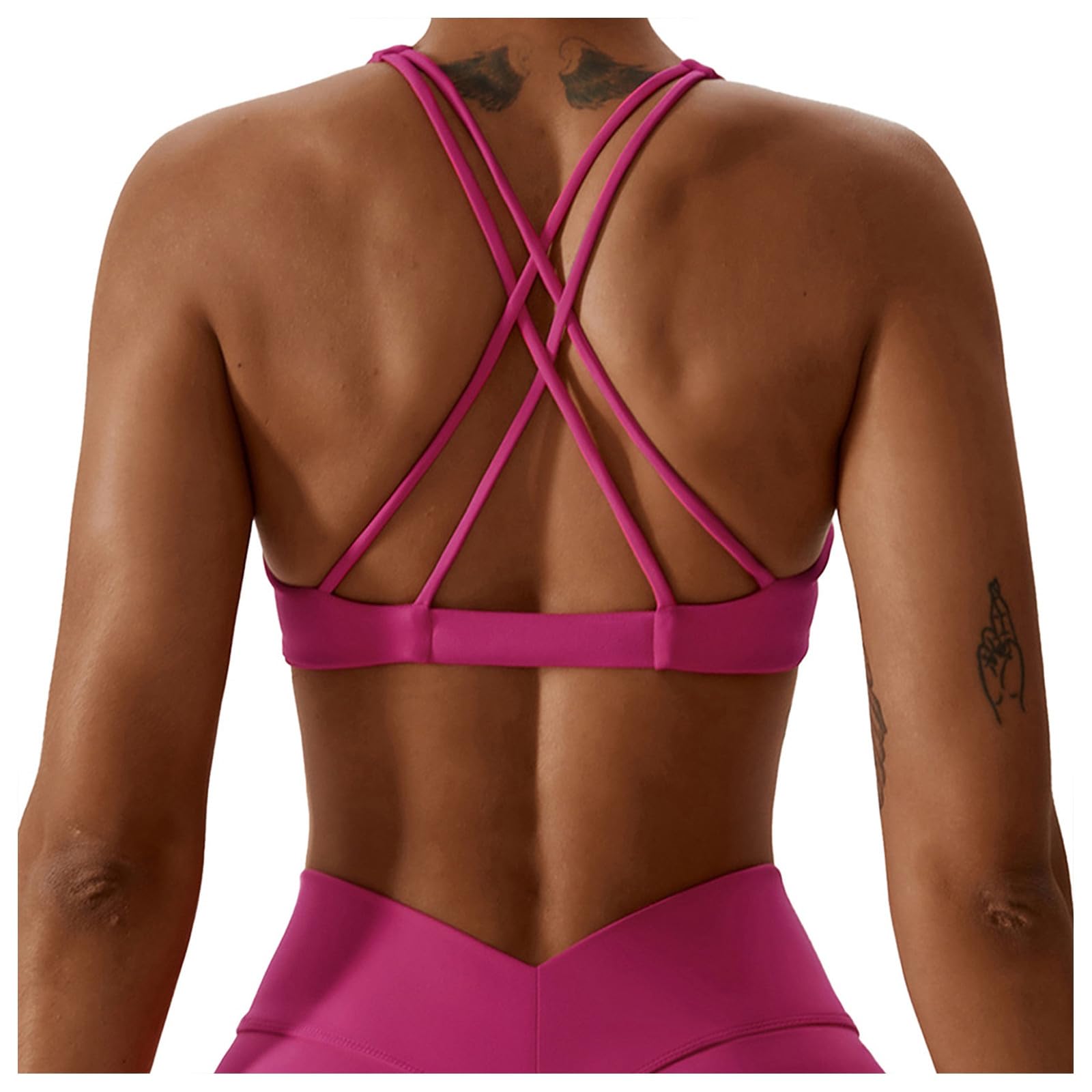 Seamless Yoga Top Skin Feel for Women Backless Sports Bra for Running Fitness Bralette, Black, S