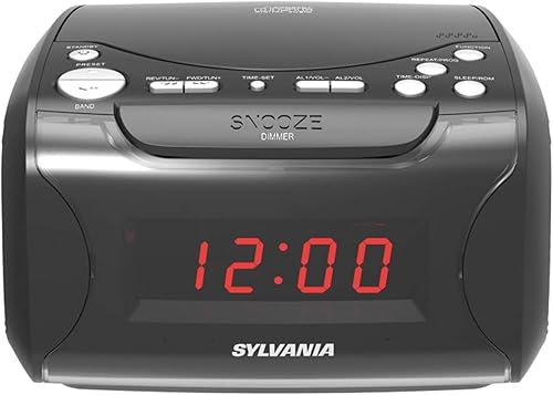 Sylvania Radio reloj despertador con reproductor de CD y carga por USB