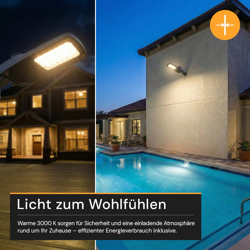 LED Straßenlaterne 30W dimmbar, 4500 Lumen, 3000K Warmweiß, IP66 Außenleuchte Mastleuchte, Straßenlampe außen für Hof Parkplatz Wege Industrie Außenbeleuchtung
