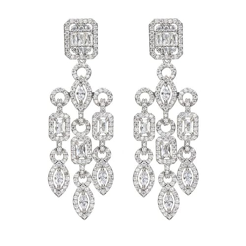 14K White Gold Moissanite Chandelier Earrings for Women,Dainty Moissanite Drop Earrings,Fashion Jewelry Gift For Mom,Girlfriend,Wife (Style 1, 14K Gold)