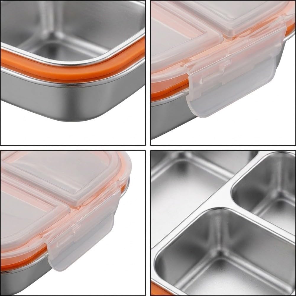 Caja de comida de acero inoxidable, 17,6 cm, con tapa, apilable
