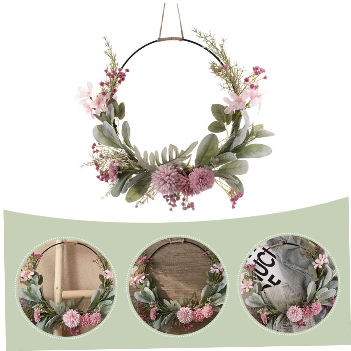 DECHOUS 2pièces Couronne Décorative Fleurs Artificielles Guirlande Élégante pour Mariage Et Événements Festifs Décoration Murale Et Accroche Porte