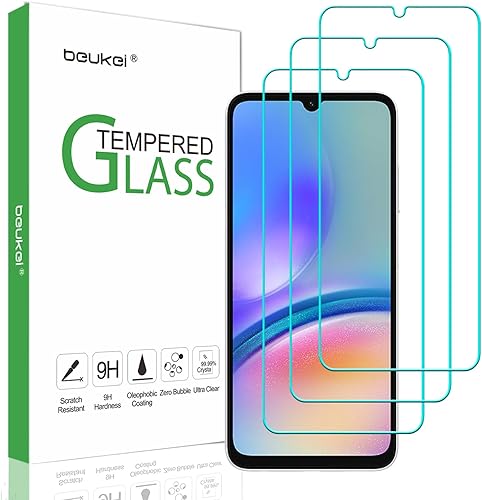 beukei Protector de pantalla diseñado para Samsung Galaxy A05sGalaxy A05, vidrio templado, sensible al tacto, compatible con fundas, dureza 9H