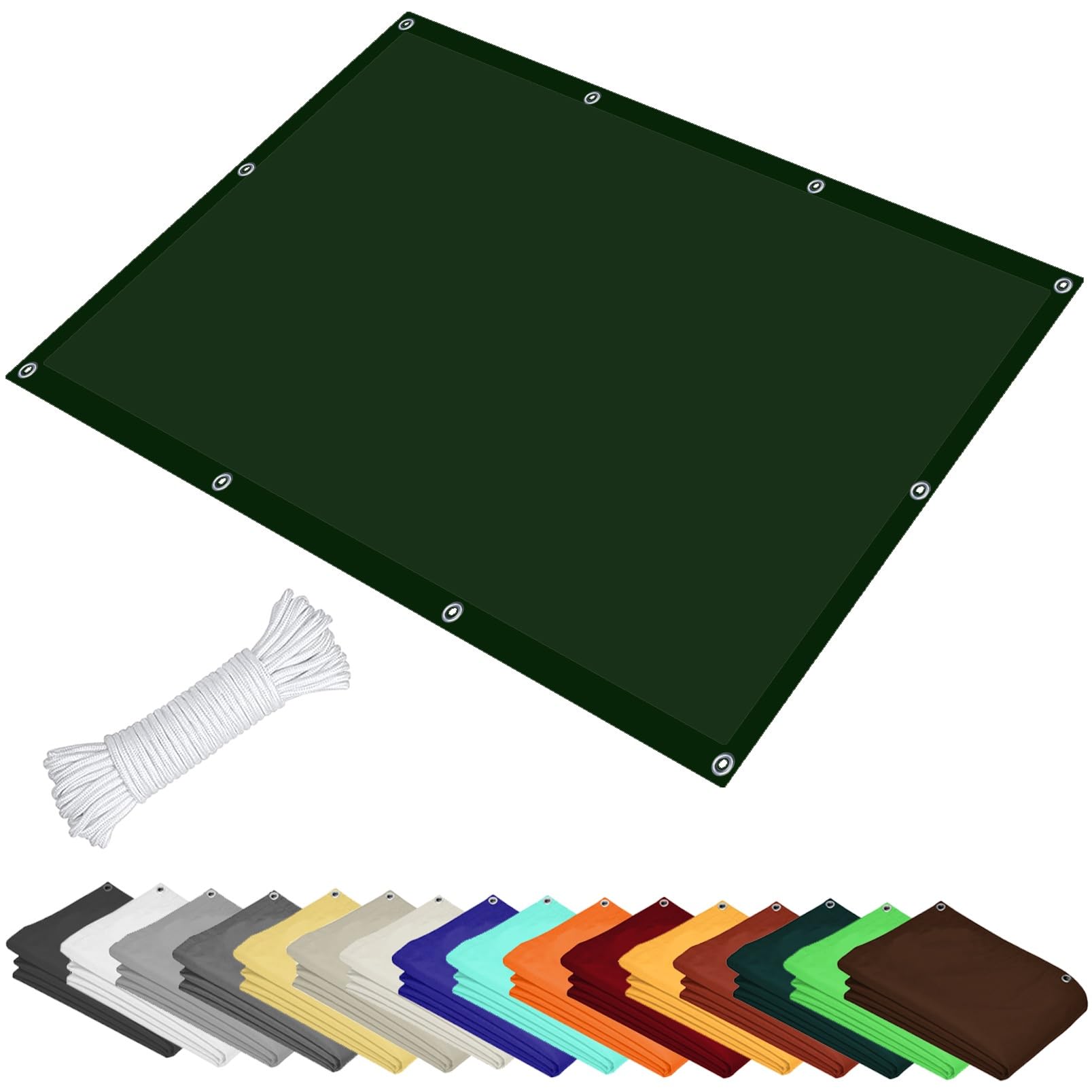 GLDYTVF Outdoor Rectangle Sunshade Awning 1.1 x 2.7m Windproof and Water Resistant Patio Canopy for Yard Lawn Dark Green