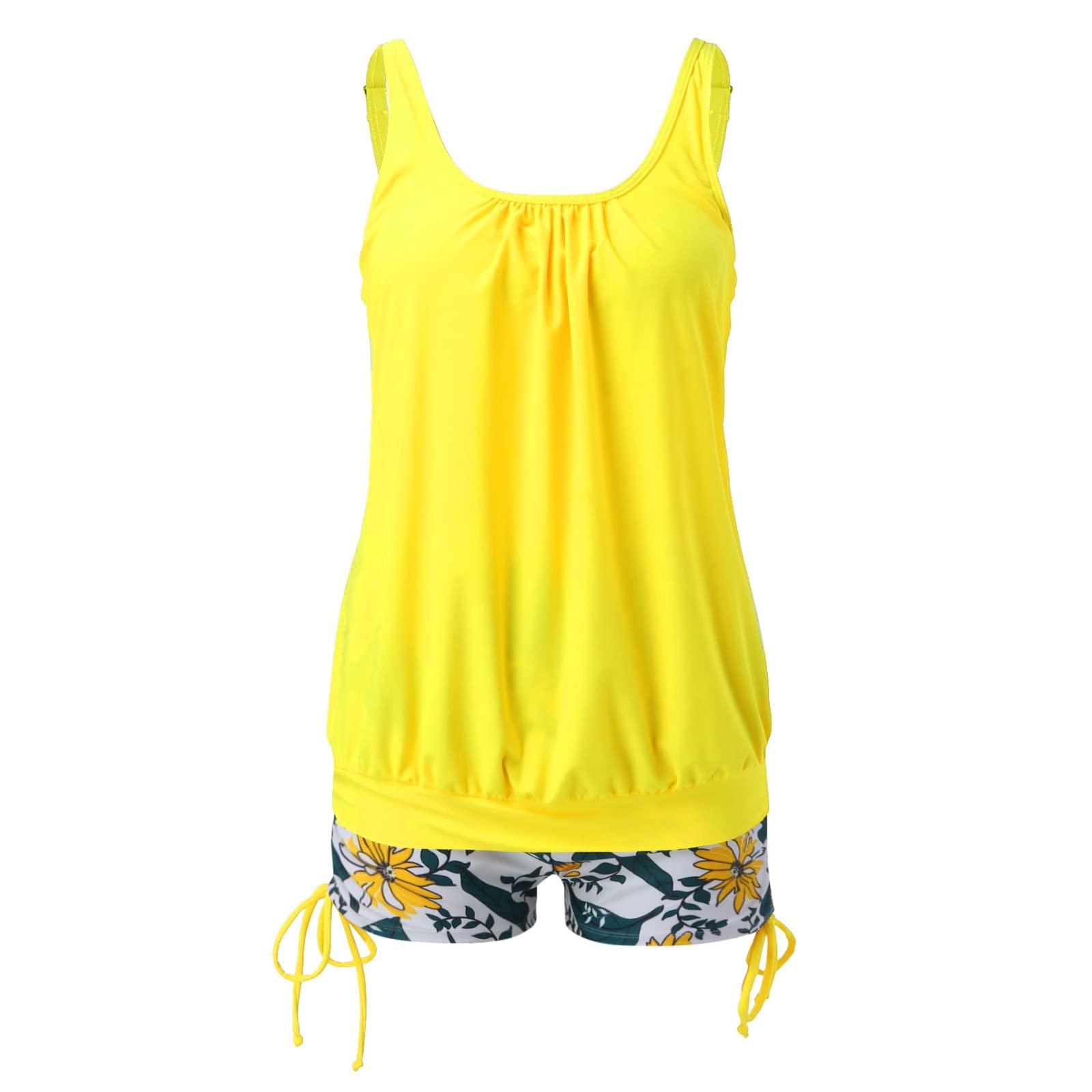 Tankini Mujer 2026 Reductor Barriga con Shorts Tankinis Tallas Grandes Trajes de Baño Dos Piezas Push Up Traje baño Deportivo con Relleno Bañadores Reductores Playa Vacaciones Bañador Estampado Verano