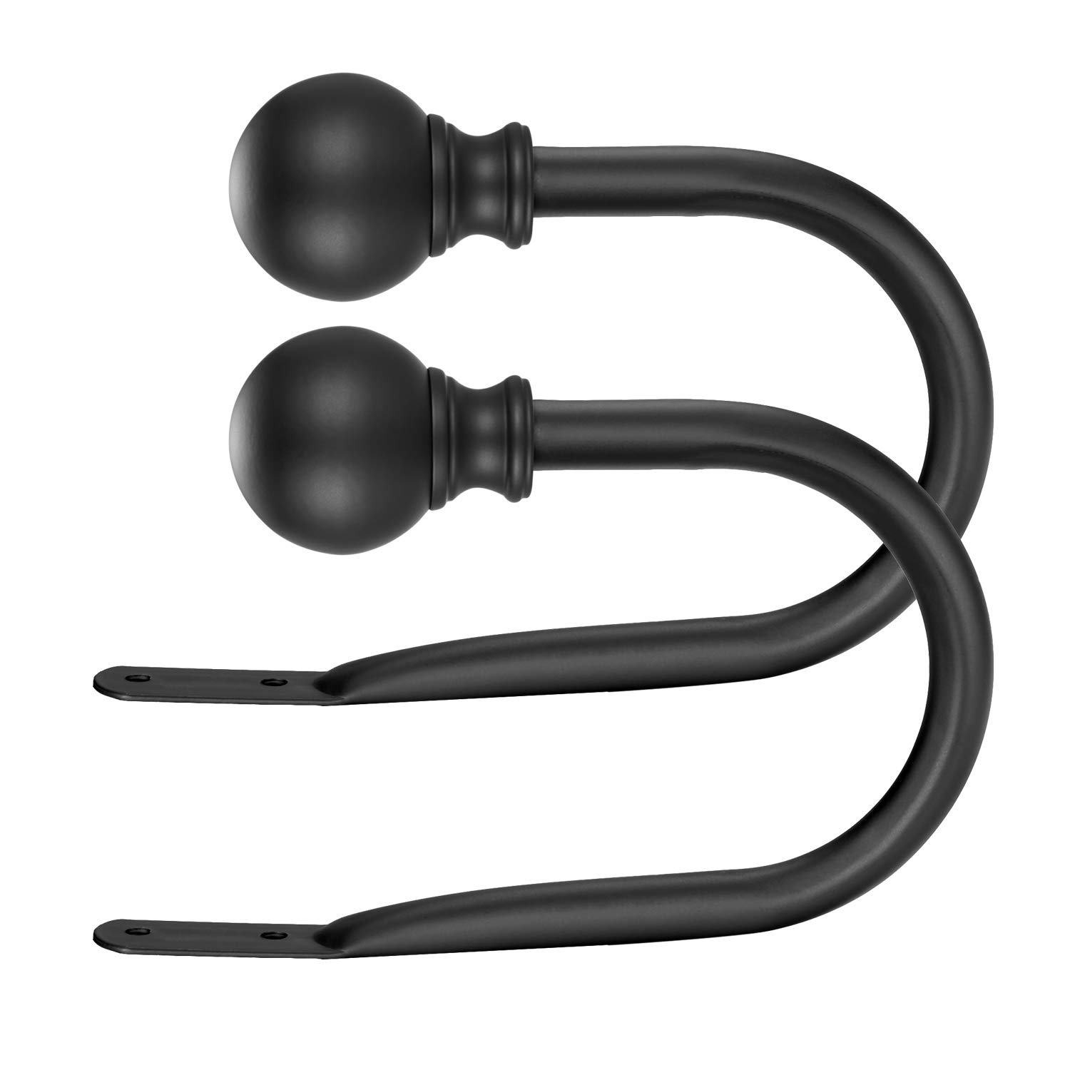 Double Curtain Rod, Adjustable 1 inch Double Drapery Rod Rods for Windows and Doors with Ball Round Finials and Brackets Set (Black Curtain Hooks, Standard)