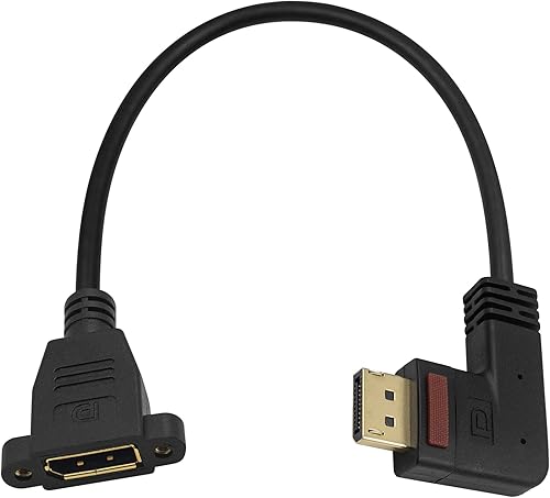 Poyiccot Displayport - Cable de extensión de ángulo recto macho a hembra, extensor DP a DP de 90 grados con montaje en panel de tornillo para cable