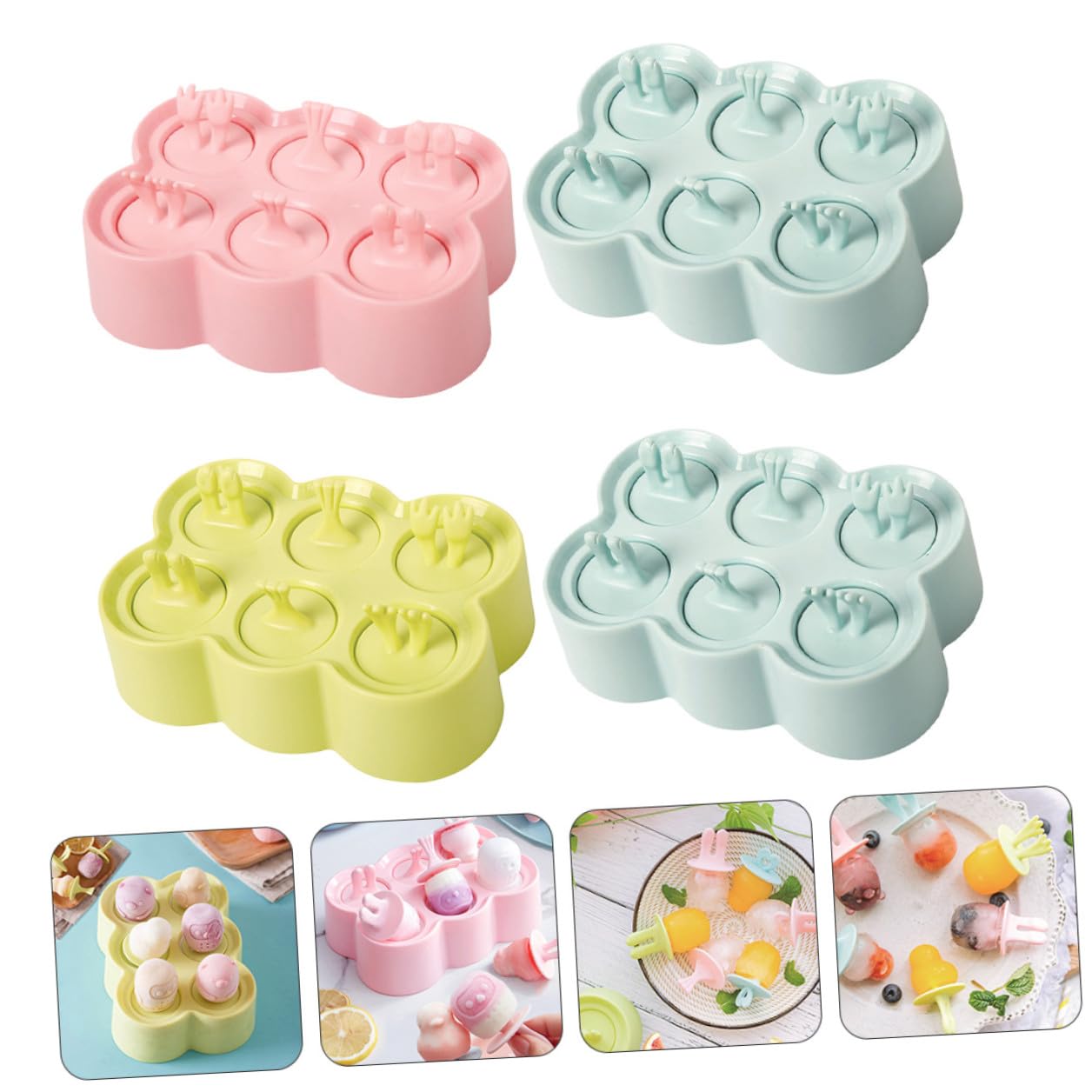 DECHOUS 4 Ensembles Moule à Glace Silicone Soi-même Moules à Glaçons Été Animaux