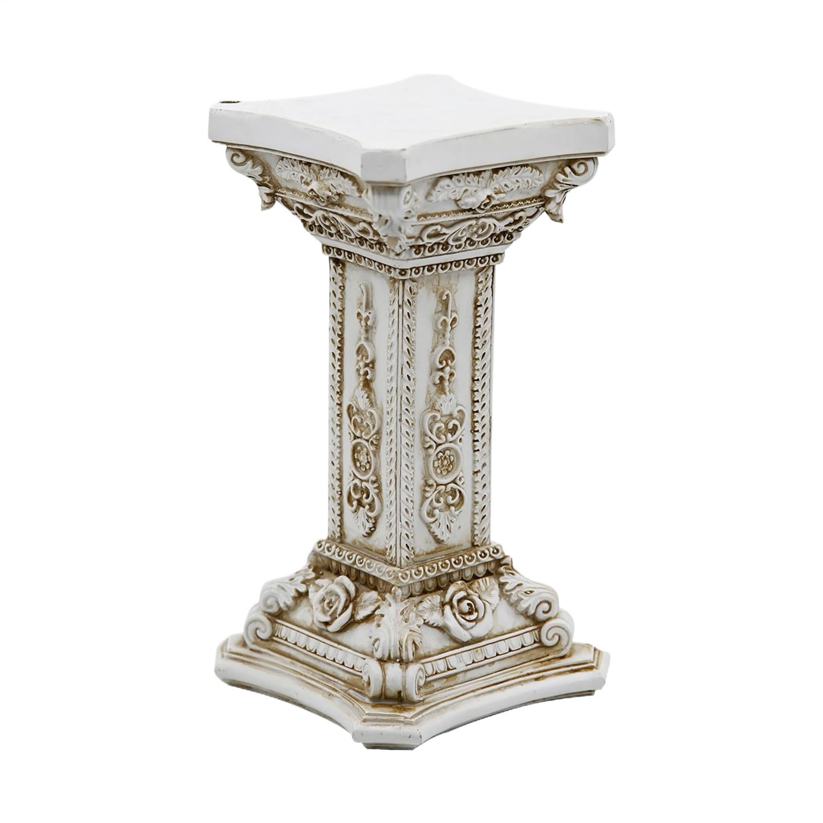 Roman Column Pedestal, Roman Pillars for Decoration, Resin Sculpture Floral Carving Ornament for Indoor Kitchen Home Garden Outdoor Wedding Ceremony Event Party