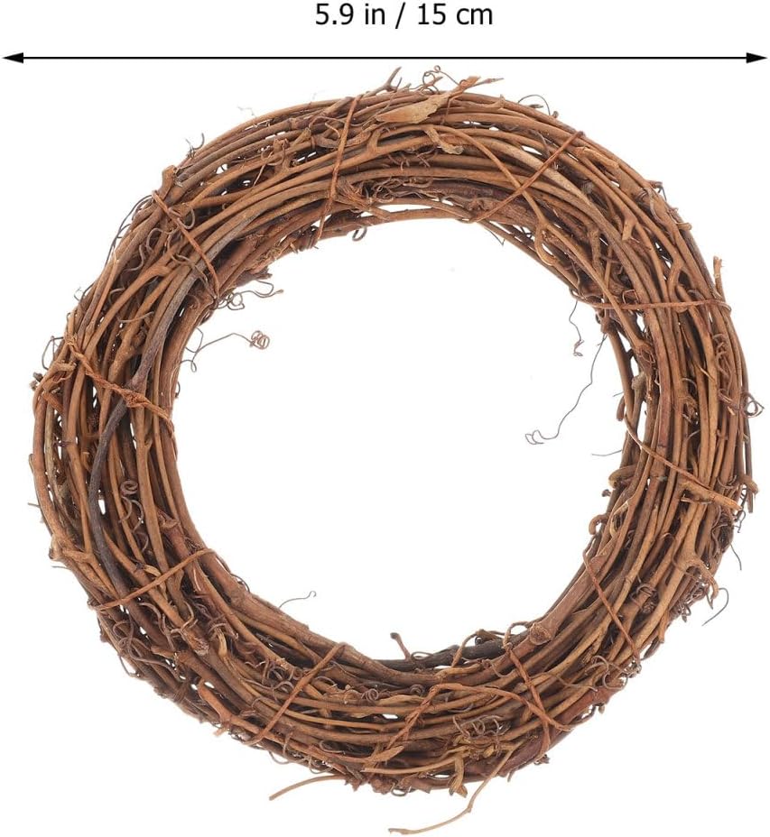 DOITOOL 5 Pieces 6 Inch Natural Grapevine Wreaths Vine Branch Christmas Rattan Wreath Garland Decoration for Christmas Decorations, Front Door Wall Hanging, Wedding Supplies