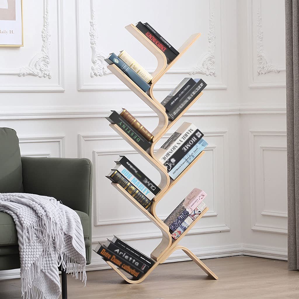 Estantería Estantería para libros de escritorio Estantería pequeña de madera en forma de árbol Estante de piso simple de múltiples capas Estante para archivos de oficina Estantería para sala de estudi
