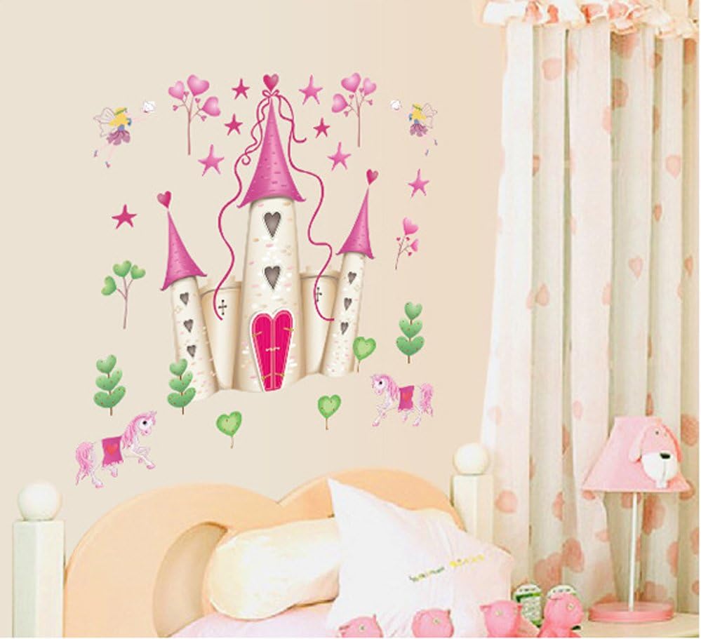 ufengke Cartoon Princess Castle Wall Decals, Children's Room Nursery Removable Wall Stickers Murals