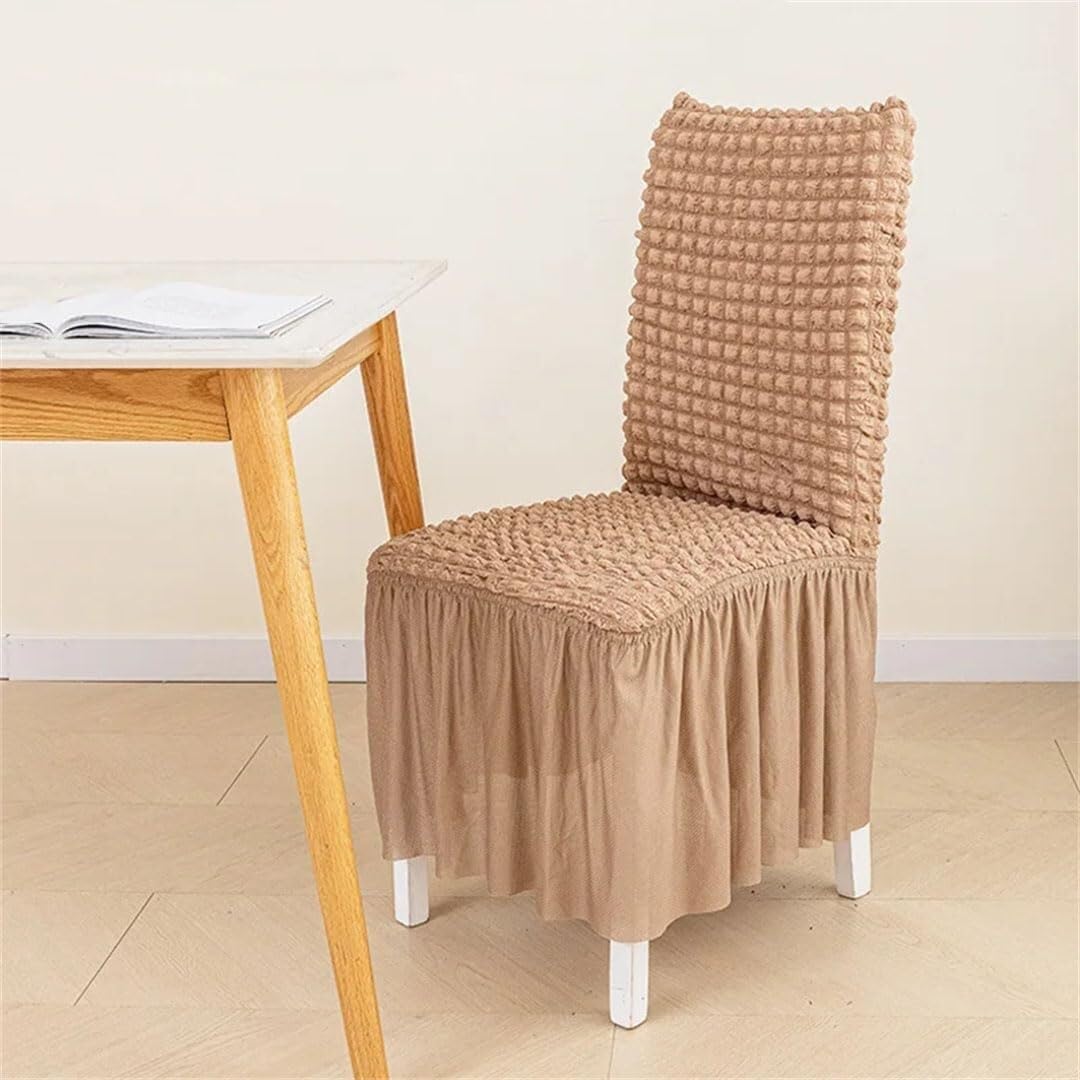 PBTMCD Seersucker Skirt Chair Covers Set Of 2 Stretch Washable Slipcovers For Dining Room Banquet Wedding Seat Protector(12#)