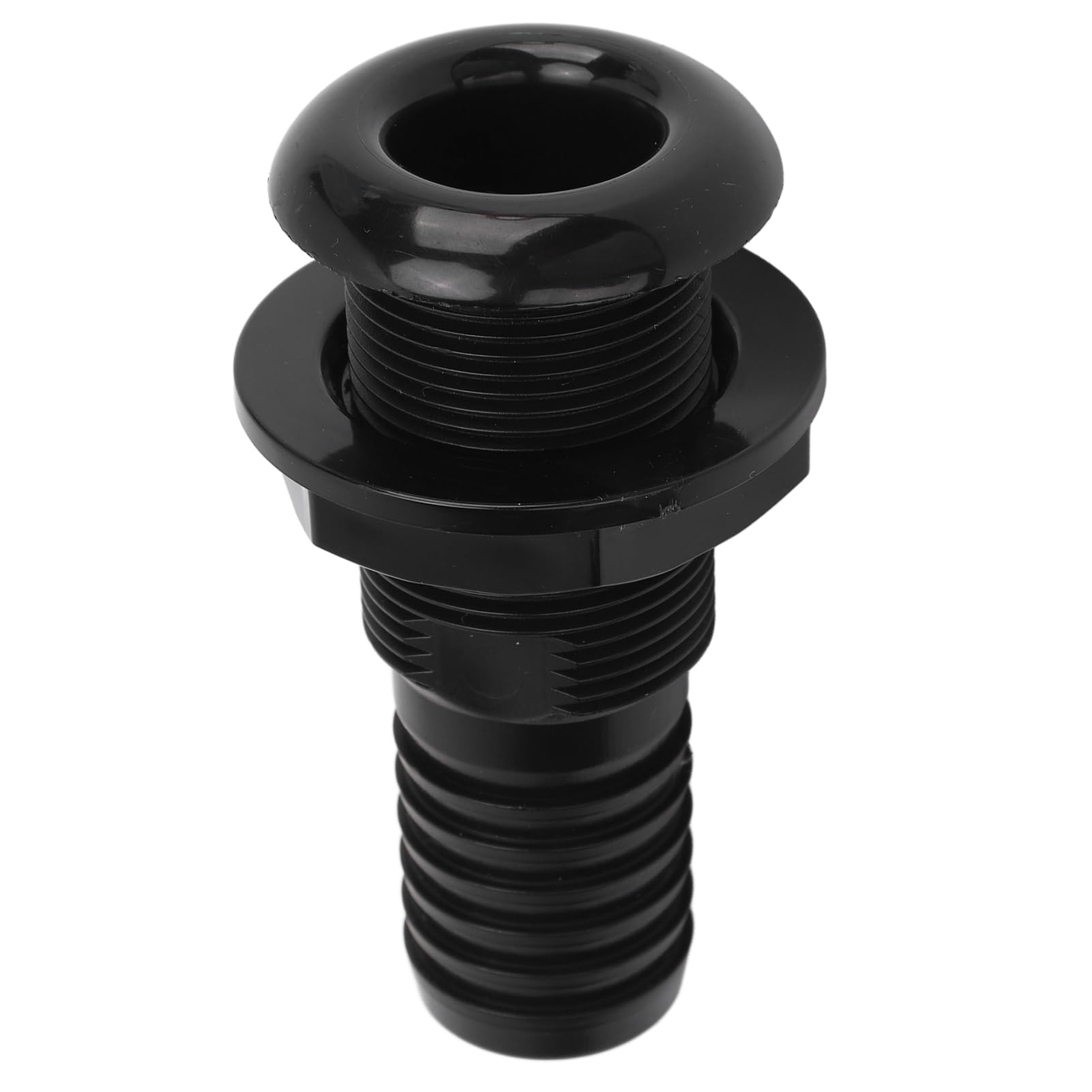Ejoyous Connecteur Traversant de Coque de Bateau ABS, Raccord Traversant de Coque Marin, Sortie de Vidange Droite de 29 Mm, Paroi Intérieure Lisse, Conception Filetée pour Yacht, Camping-Car, Pompe