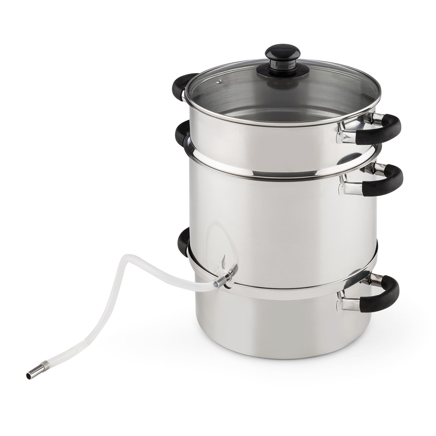 Klarstein Applebee Extracteur de jus électrique à Vapeur - Confection intégrale en INOX, Poignées Cool-Touch, Chauffage intégré de 1500 W, Réservoir de Fruits avec Un Volume de 8 L