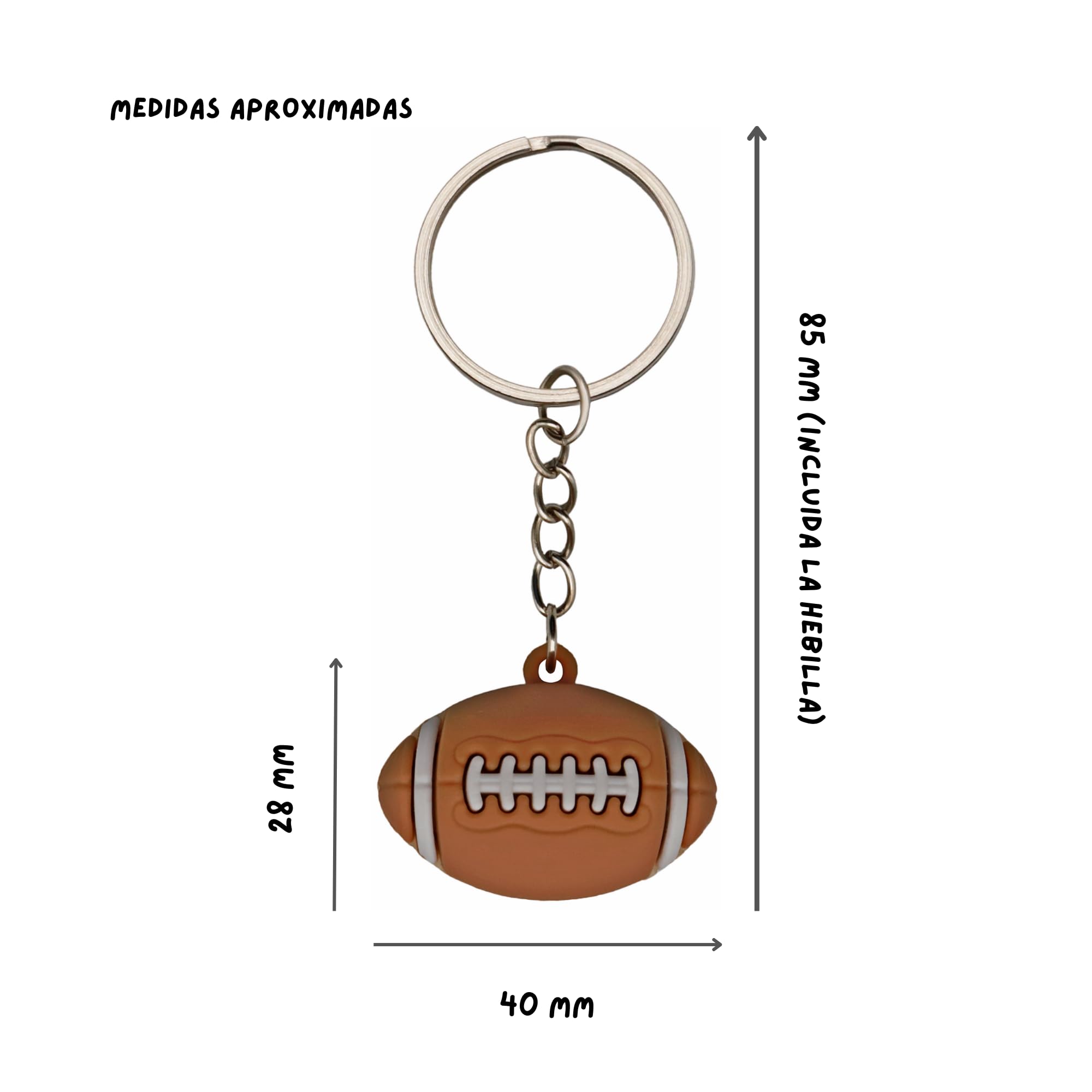 AUTOZOCO Llavero plástico pelota de fútbol americano 10 cm