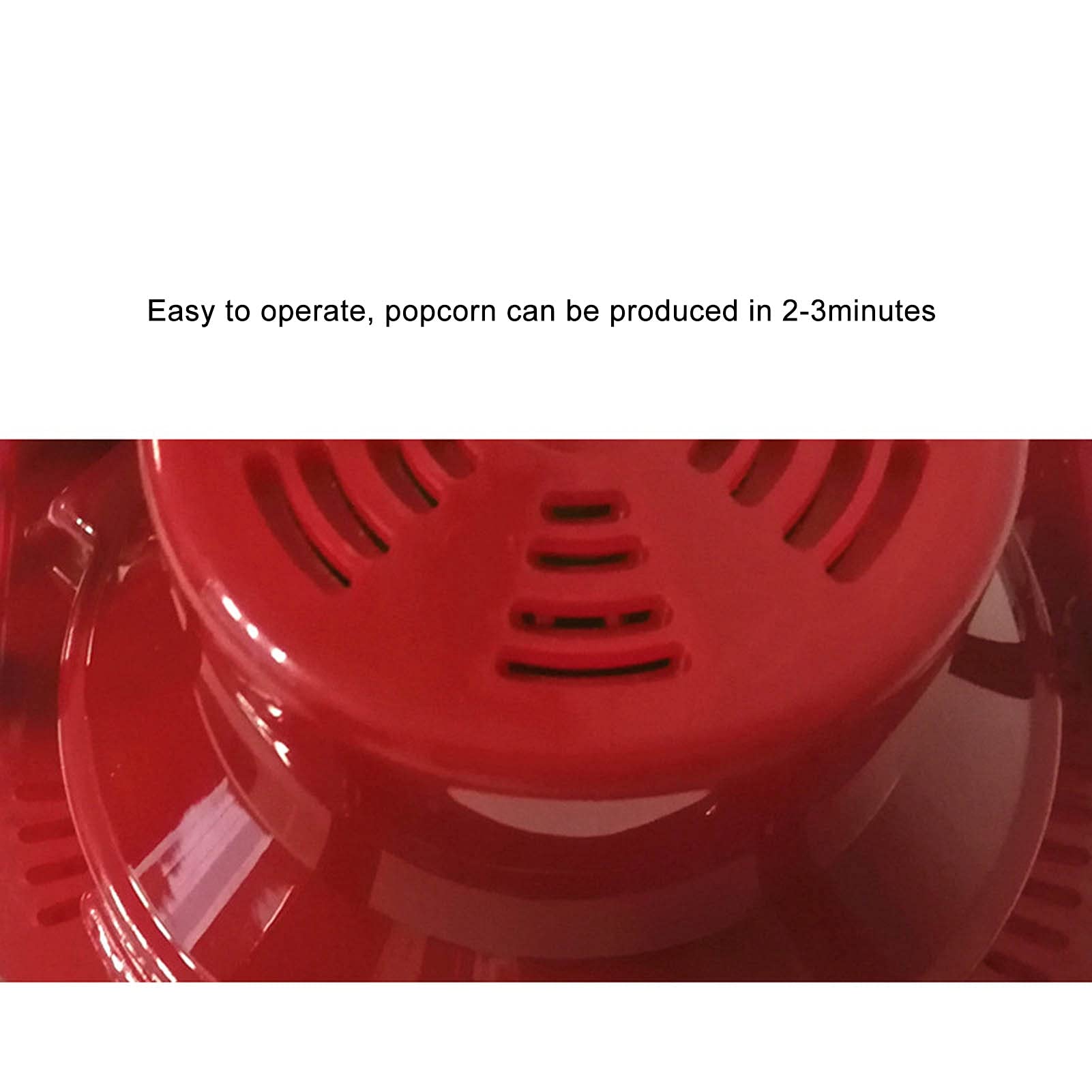 Macchina per Popcorn retrò Rossa, Macchina per Popcorn Ad Aria Calda Senza Olio con Coperchio Staccabile per Regalo di Festa a Casa (Spina europea 220 V)