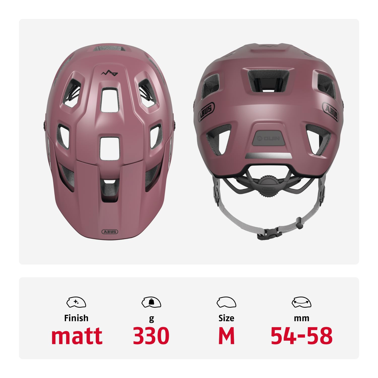ABUS Casque VTT MoDrop, Rouge, M - Protection Vélo | Technologie In-Mold, système de réglage, fixation lunettes, ouverture queue-de-cheval