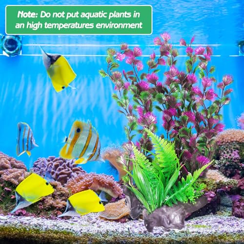 Image of Hamiledyi Aquarium Plastic Plants Aquarium Decor Artificial Fish Tank Plants Lifelike Tall Fish Tank Decorations Aquarium Plant Suitable for Saltwater and Freshwater 15.7in 2pcs