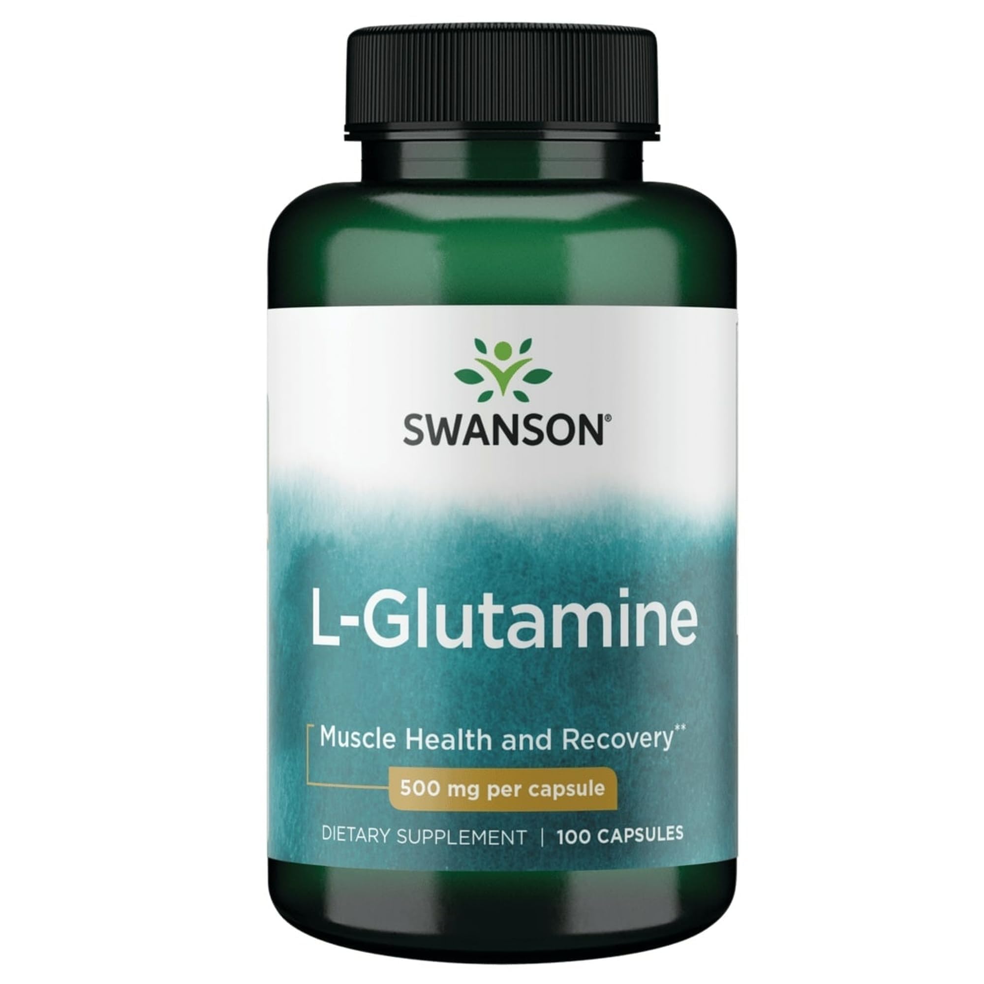 Swanson Amino Acid L-Glutamine 500 mg, 100 Capsules 100 Count (Pack of 1)