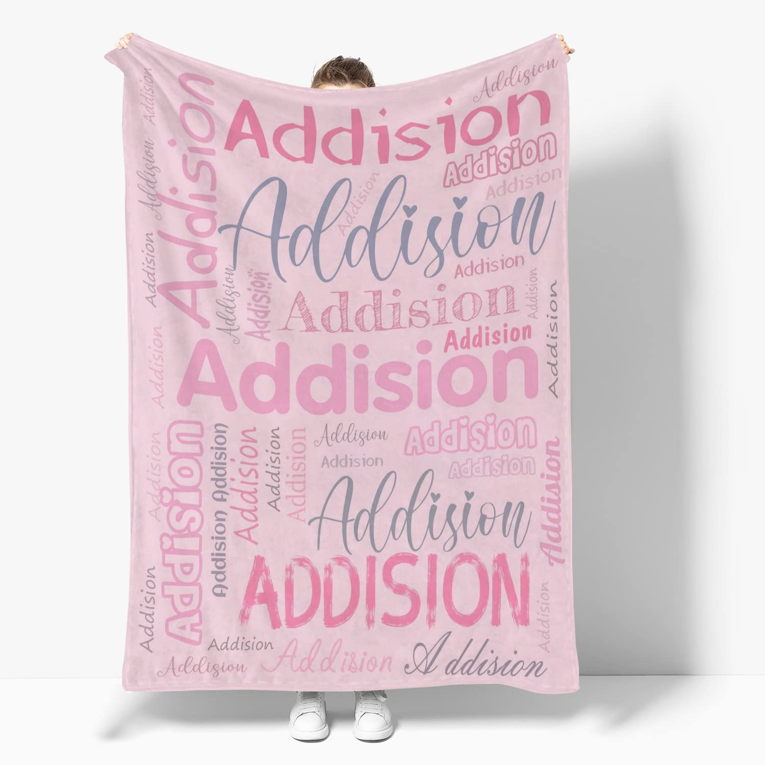 iBedding Custom Baby Blanket with Name Pink Personalized Baby Blankets for Boys and Girls Soft and Cozy Blanket for Newborns and Infants Create Your Own Unique Gift