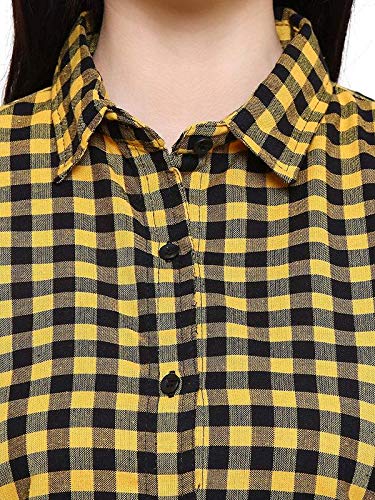 Women Yellow and Black Check Shirt 