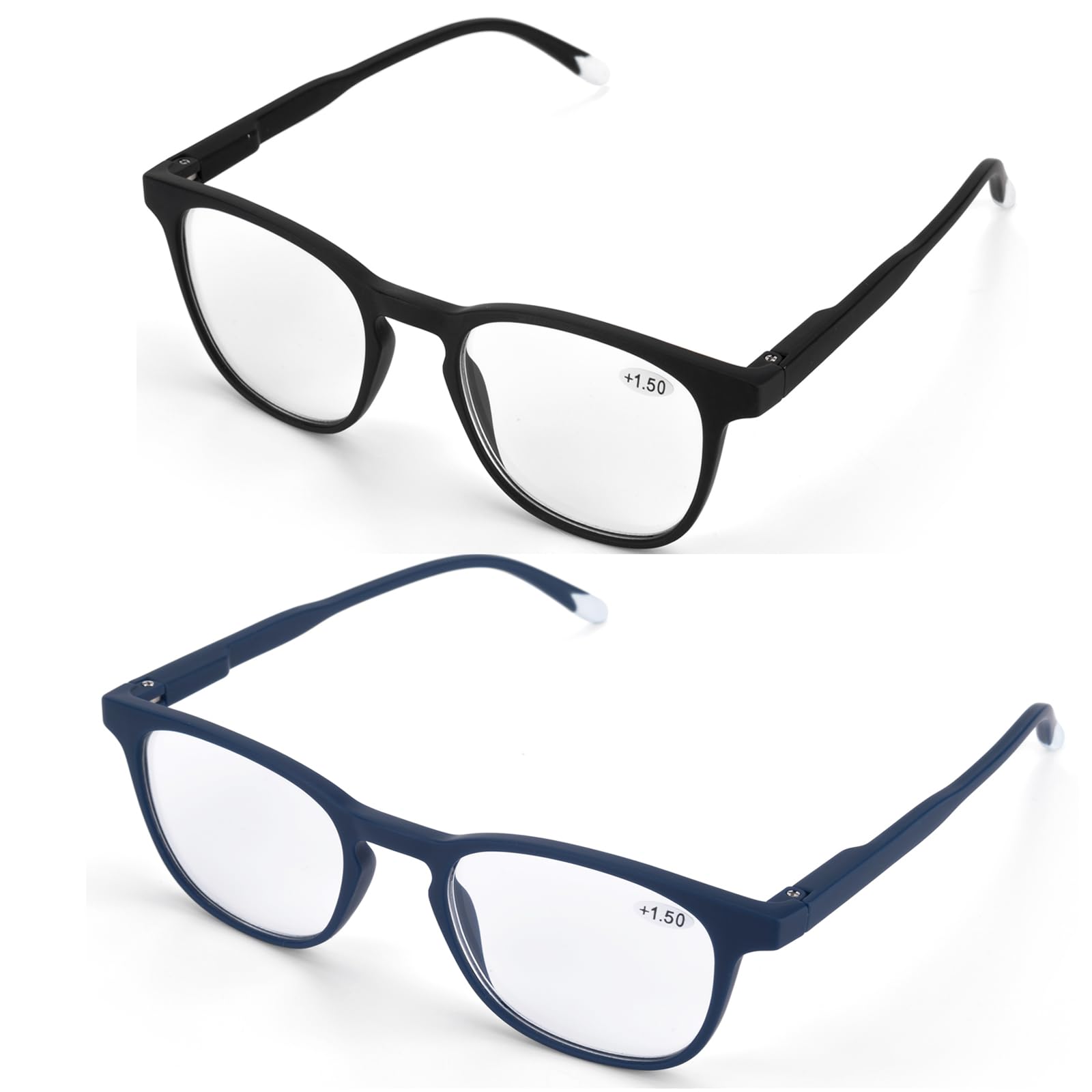 LANLAN Gafas presbicia hombre mujer 2 Paquete, Gafas lectura hombres mujer, gafas anti luz azul, filtro azul, gafas de lectura hombres mujer, gafas para leer, 2 colores 0-4,0 dioptrías Azul/Negro
