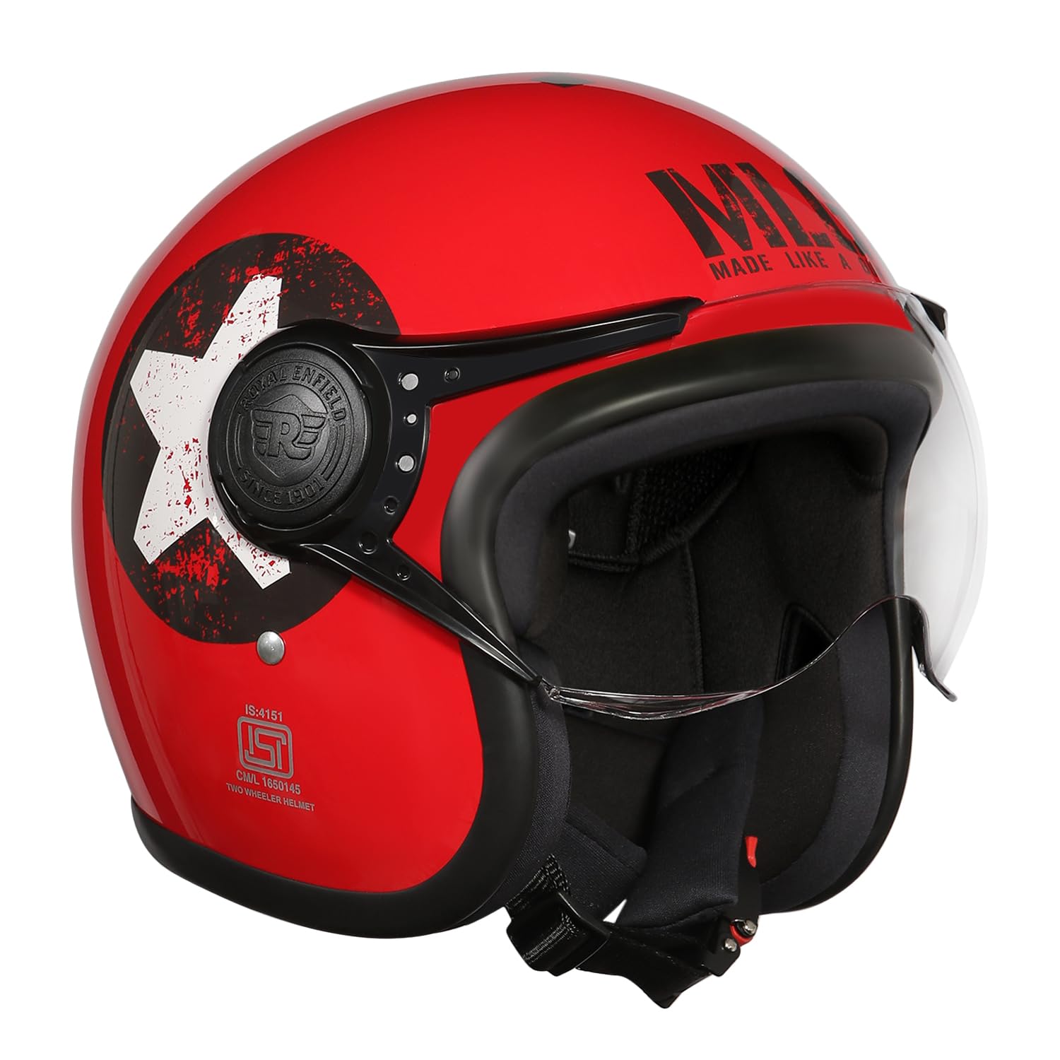 Royal Enfield Jet MLG Open Face Helmet (Size: M)-HEA240021-RED