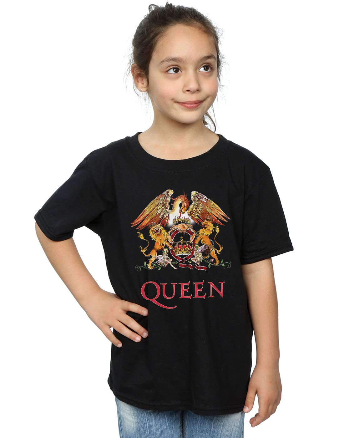 Absolute Cult Queen Girls Crest Logo T-Shirt Black 12-13 Years