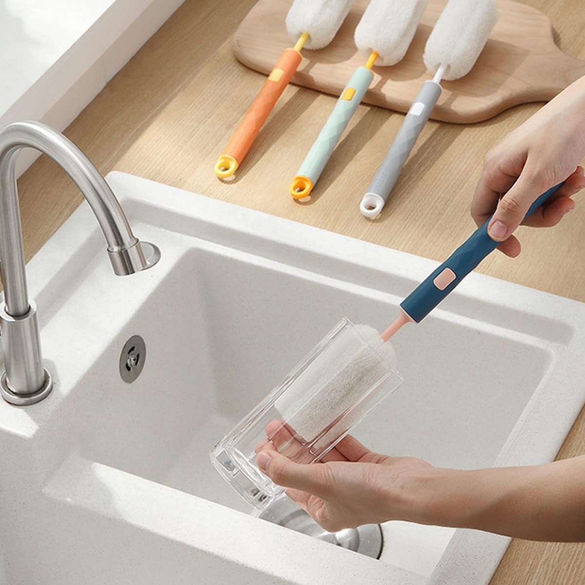 ULTECHNOVO 12piezas Escobilla Para Biberones De Mango De Rainbow Cepillo De Limpieza Para Botellas y Utensilios De Cocina Diseño Colgante y Fácil Almacenamiento