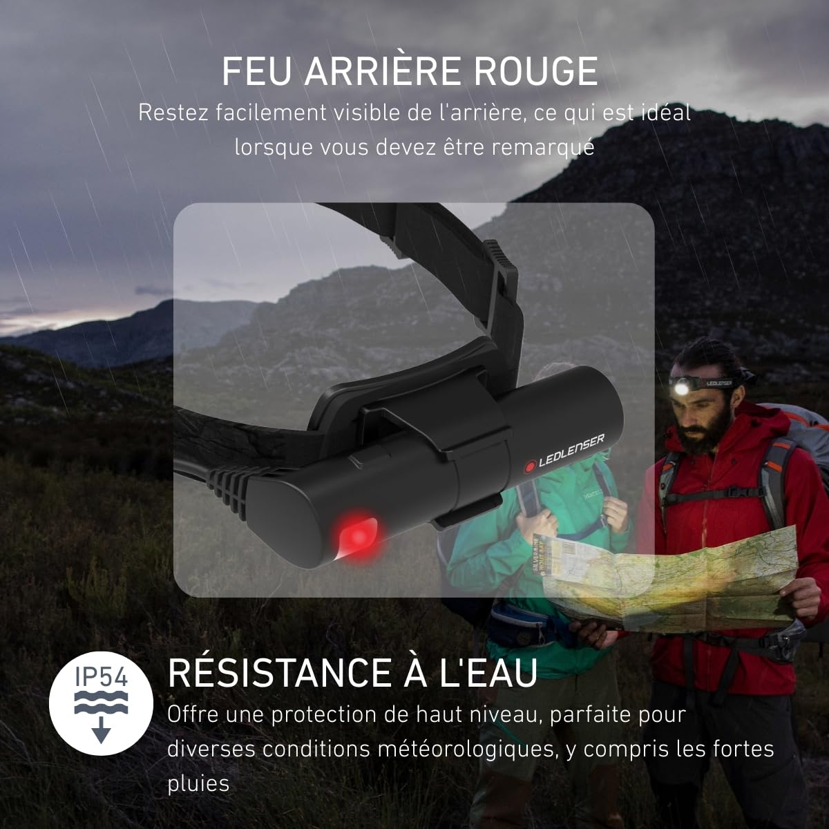 Ledlenser H8R |2017|Lampe frontale rechargeable LED, 600 lumens, 150 m, 120h d’autonomie, lumière arrière rouge, câble de Charge USB – Trail, chasse, DIY, travaux