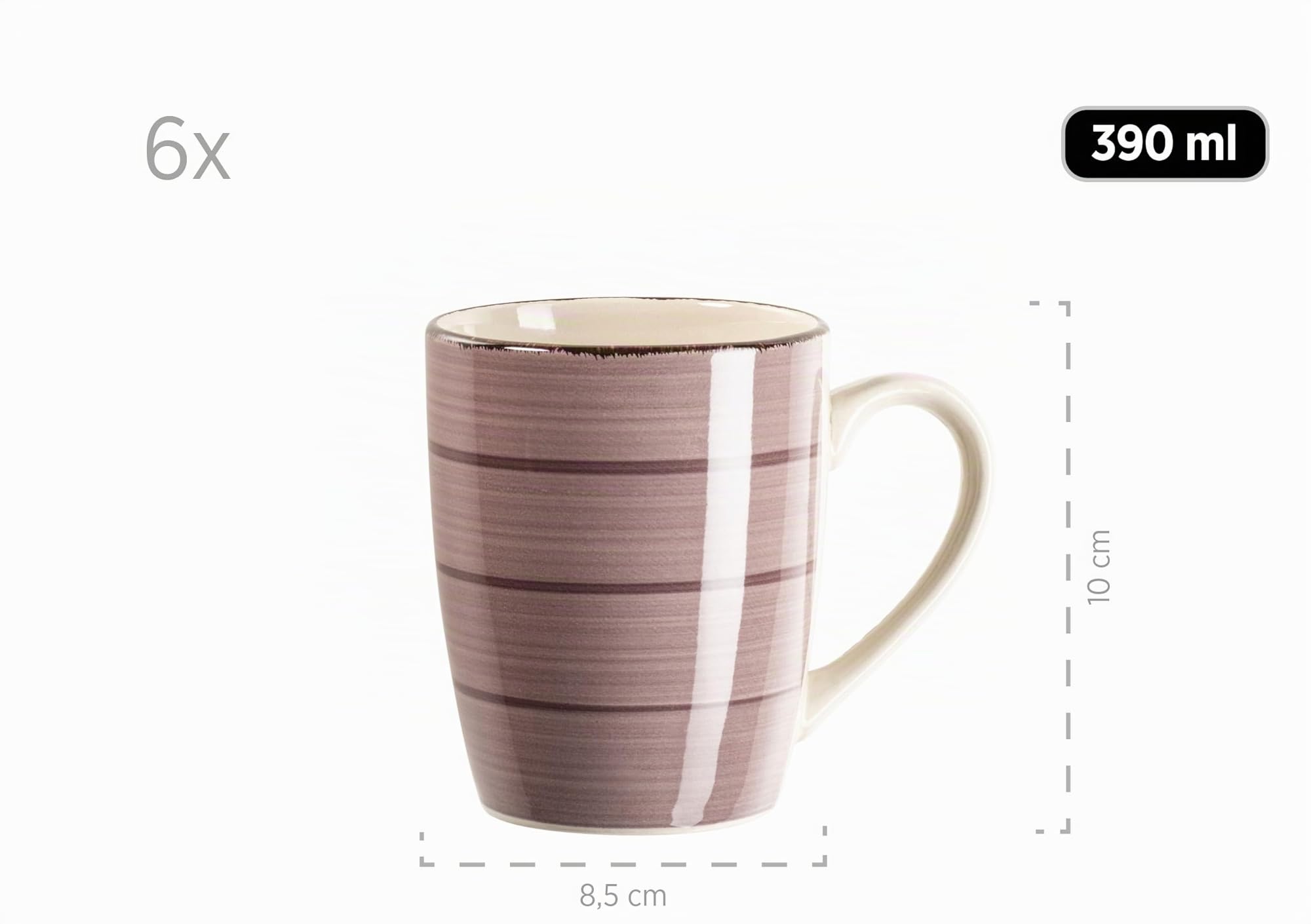 MÄSER Bel Tempo II 931950 - Servizio da colazione per 6 persone, in ceramica dipinta a mano, 18 pezzi, colore: Viola