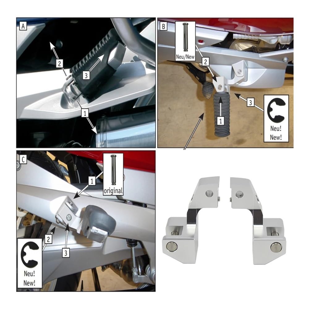Per BM&W R1250RT R1200RT 2005-2013 R1200RT LC 2014 - Pedane Pilota Kit Abbassamento Pedana Moto R 1250 RT R 1200 RT Adattatore Manubrio