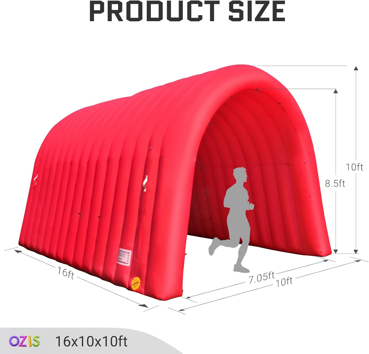 OZIS 16Ft Inflatable Tunnel Entrance Sports with Installed Blower Inflatable Football Tunnel Tent Entryway for Business Advertising Event Exhibition Promotion(Red,16x10x10Ft)