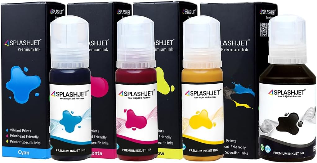 008 Compatible Refill Pigment Ink for Epson L15150, L15160, L15140, L6490, L6460 Printer - Compatible Ink Bottle for Epson 008 Ink Code (70gm x C/M/Y + 120gm x Bk) Ink Bottle Set - 502367