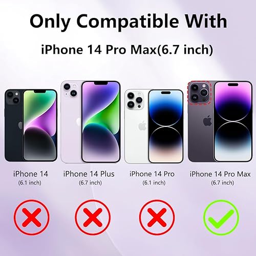 Miniatura 8 de Fiyart Funda compatible con iPhone 14 Pro Max, compatible con MagSafe Love con protección de cámara chapada en corazón, purpurina magnética para