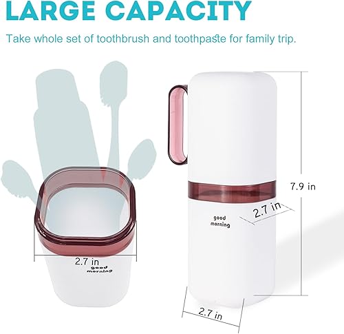 Miniatura 2 de Soporte para cepillo de dientes de viaje, soporte para cepillos de dientes y taza de enjuague con asa, taza de cepillo de dientes de viaje, taza
