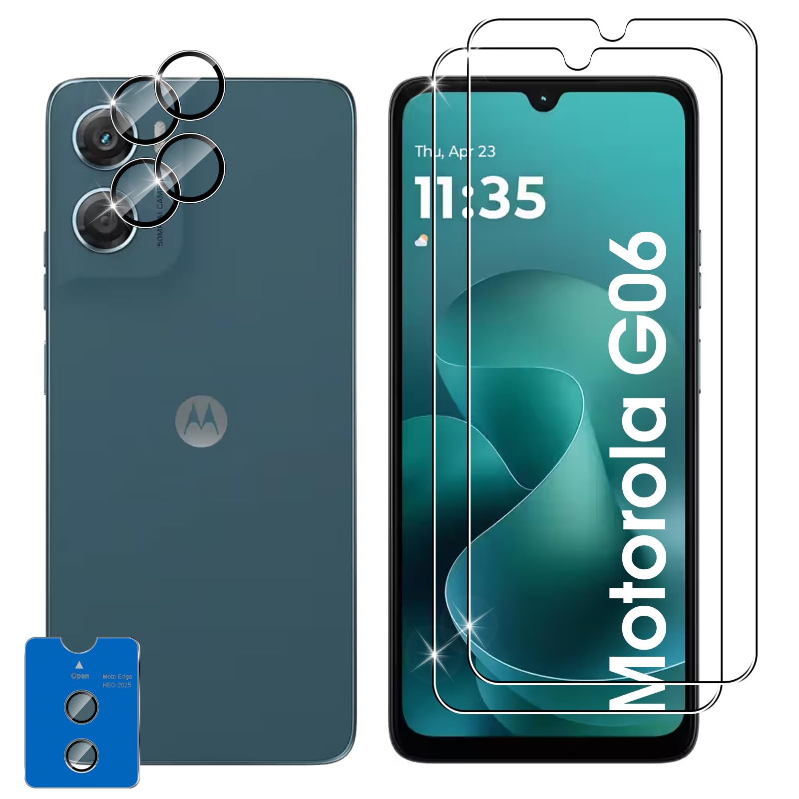 Lutree per Motorola Moto G06 / G06 Power Vetro Temperato, 2+2 Pezzi Pellicola Protettiva+ Pellicola Fotocamera, Durezza 9H Anti-Graffio HD Senza Bolle Protezione Schermo