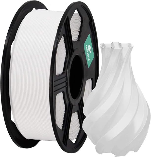 Pinuotu 3D Printer Filament, PLA Filament 1.75mm 1KG (2.2 lbs) Spool, Dimensional Accuracy +/- 0.03 mm, 100% Europe Raw Material (White)