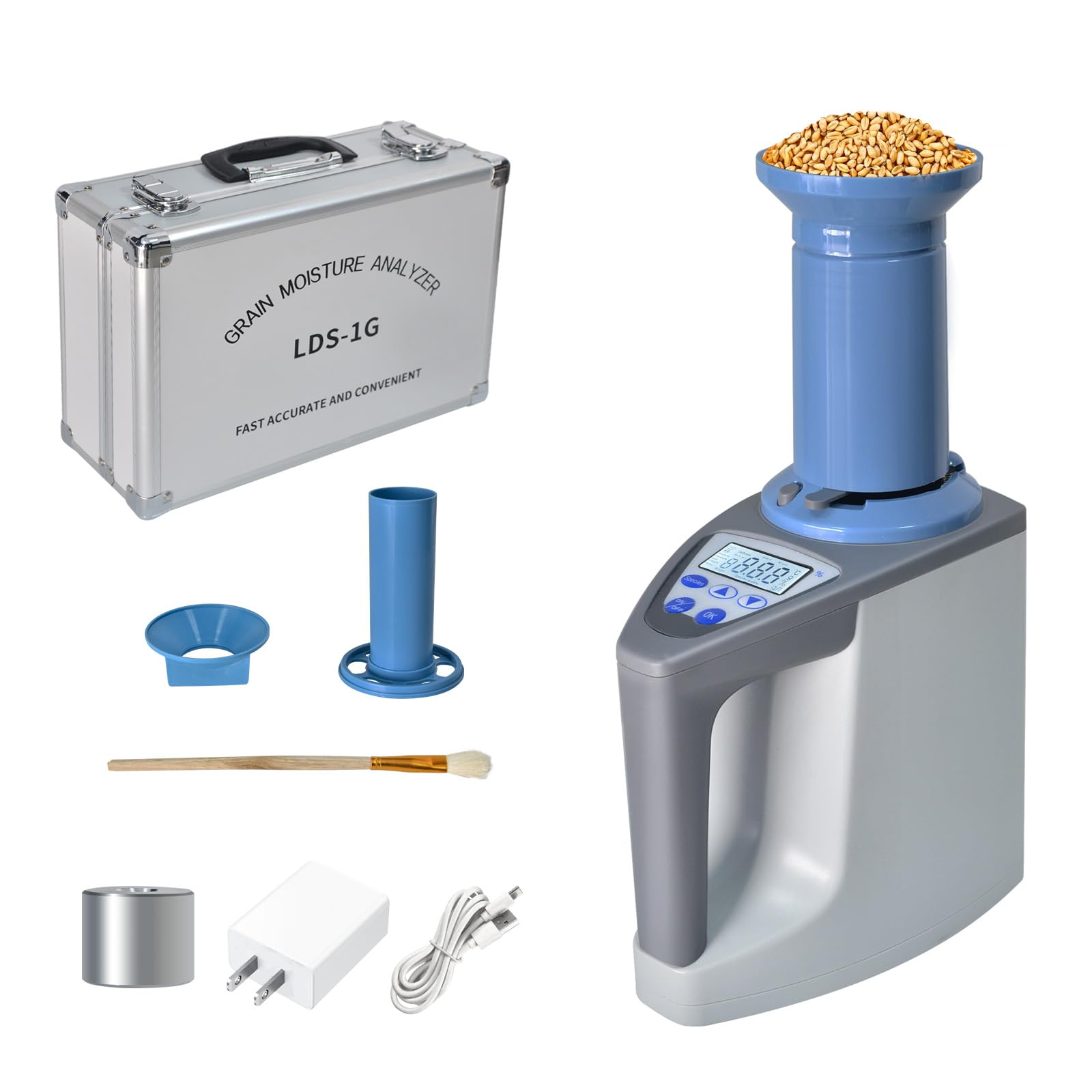 Pro Grain Moisture Meter, Smart Moisture Tester for 24 Grains, Digital Grain Seed Moisture Reader Measures Weight, Capacity, Density, Temperature, Wheat, Corn, Rice, Crop Moisture Detector