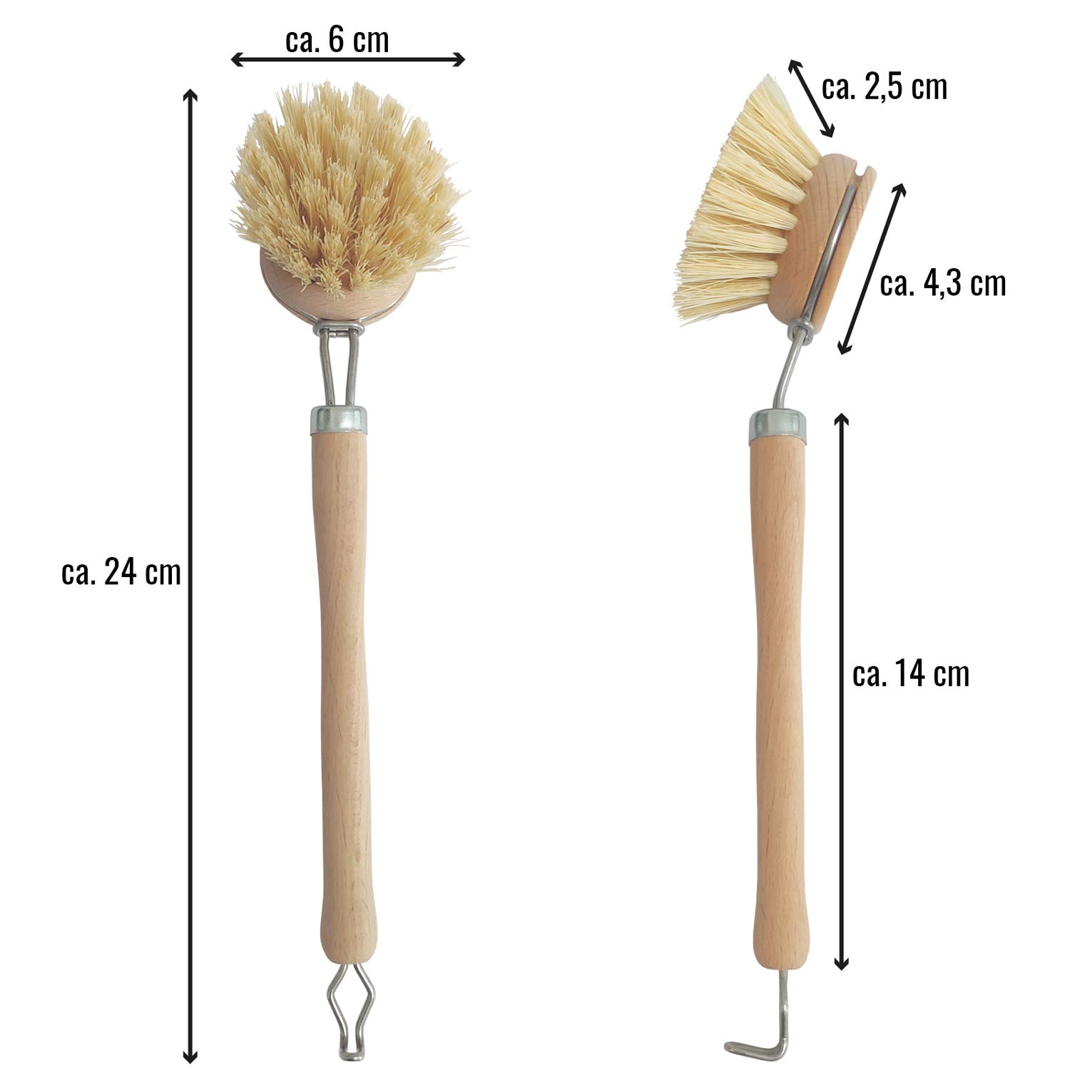 3 Spazzole Per Piatti In Bambù Naturale – Setole Rigide, Manico Ergonomico, Per Pentole, Verdure, Lavello, Pulizia Cucina E Bagno