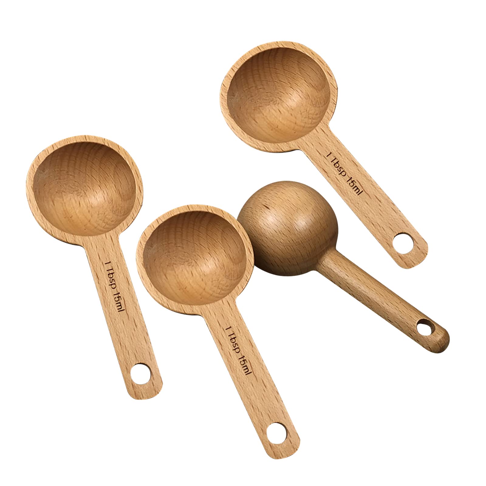 4 Hölzerne Messlöffel Aus Buchenholz – Ideal Für Kaffee, Tee & Gewürze