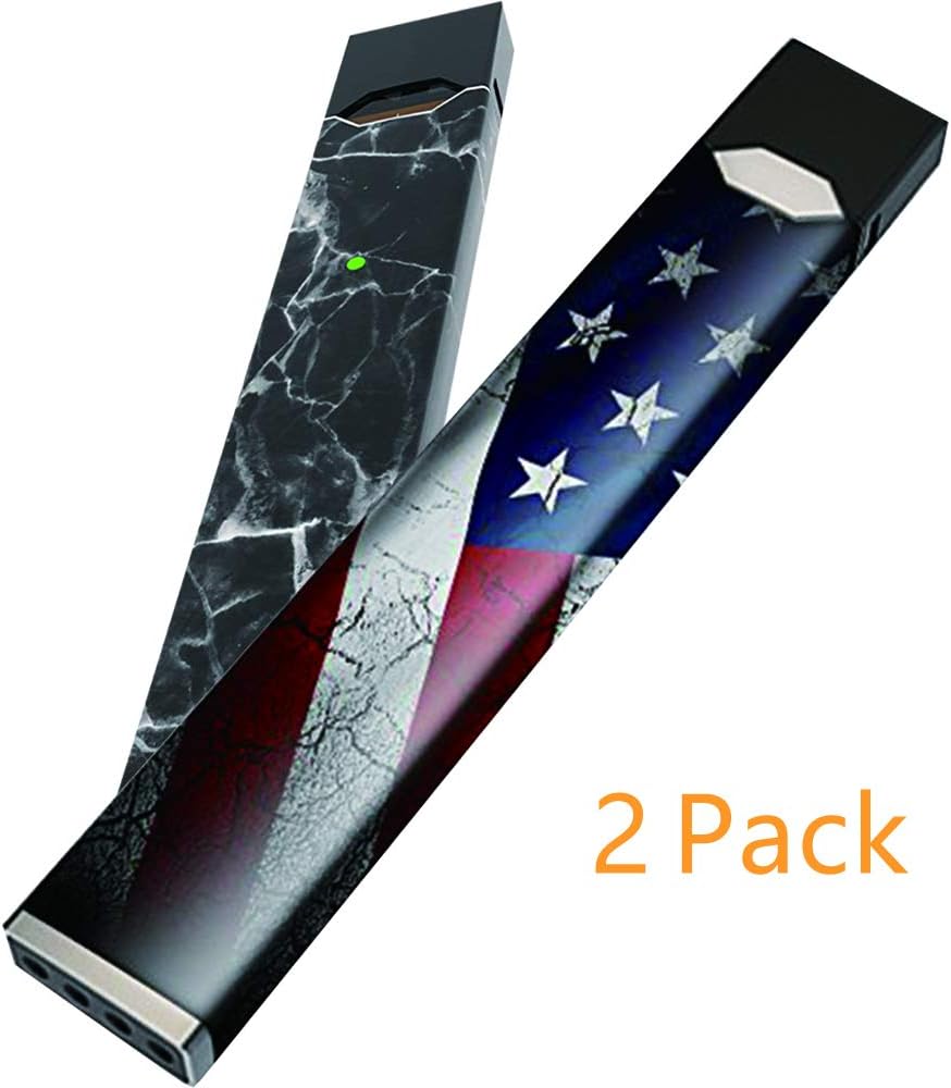 Juul Skin 2pack,Juul Wrap Vinyl Decal for Juul Sticker Skins for Juul Cover/American Flag Distressed and Black Marble