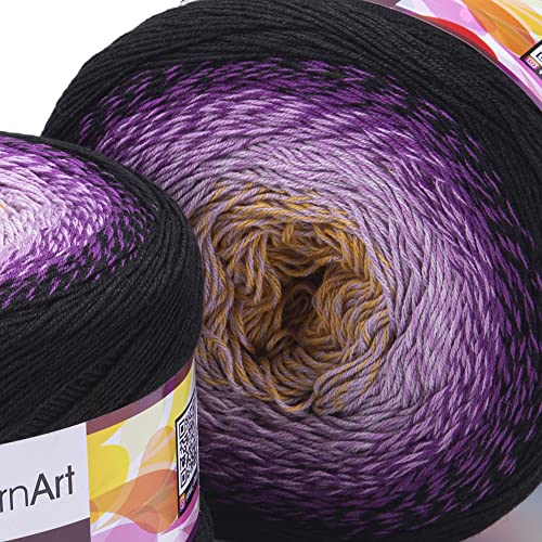 Image of Yarn Art YarnArt Flowers Yarn 55% Cotton 45% Acrylic 250gr 1094yds Multicolor Cotton Yarn Rainbow Crochet Yarn Spring Summer - 1 Fine Sport Skein (303)