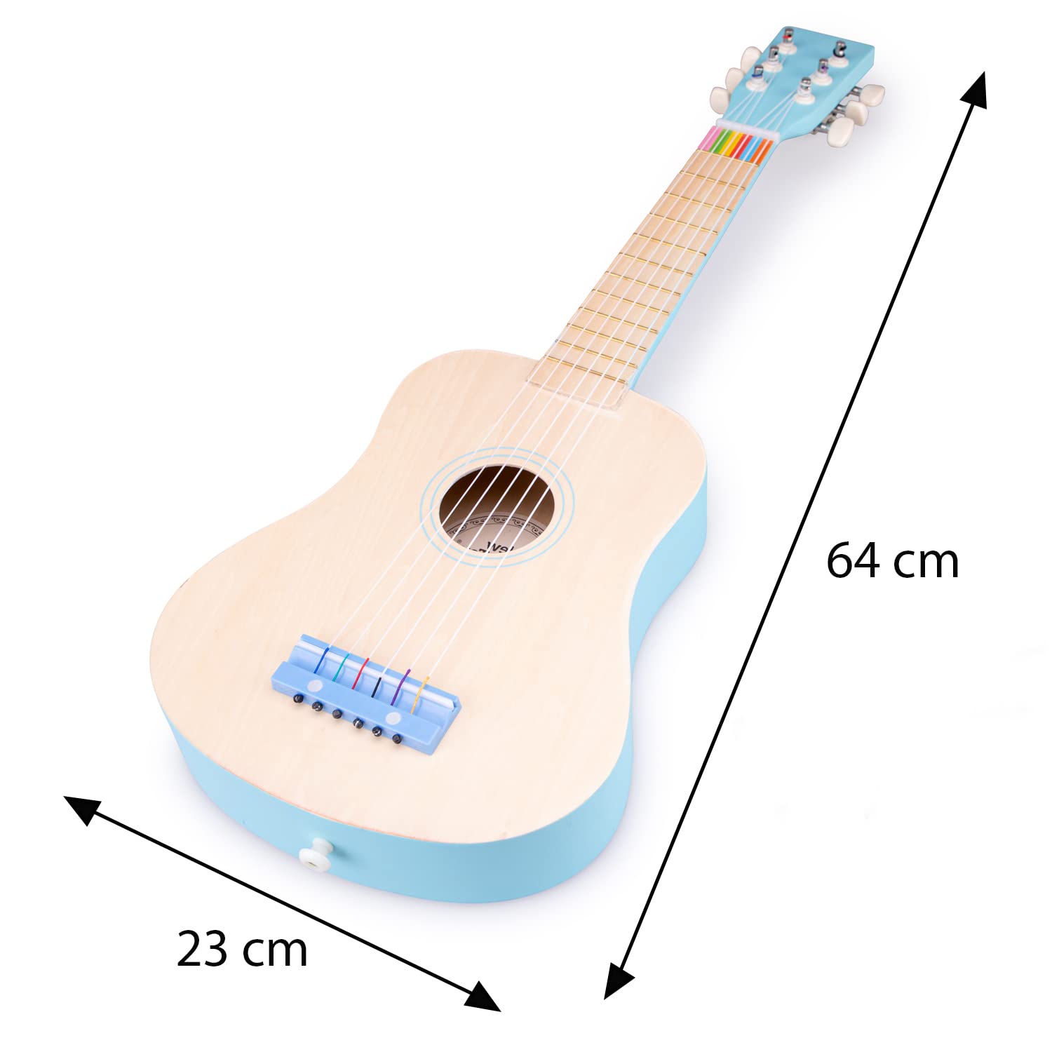 Woet® Chitarra Giocattolo Rosso in Legno per Bambini - 6 Corde in Nylon con Tracolla e Corda di Ricambio - con Libretto delle Canzoni - Gioco Musicale Educativo - A Partire da 3 Anni