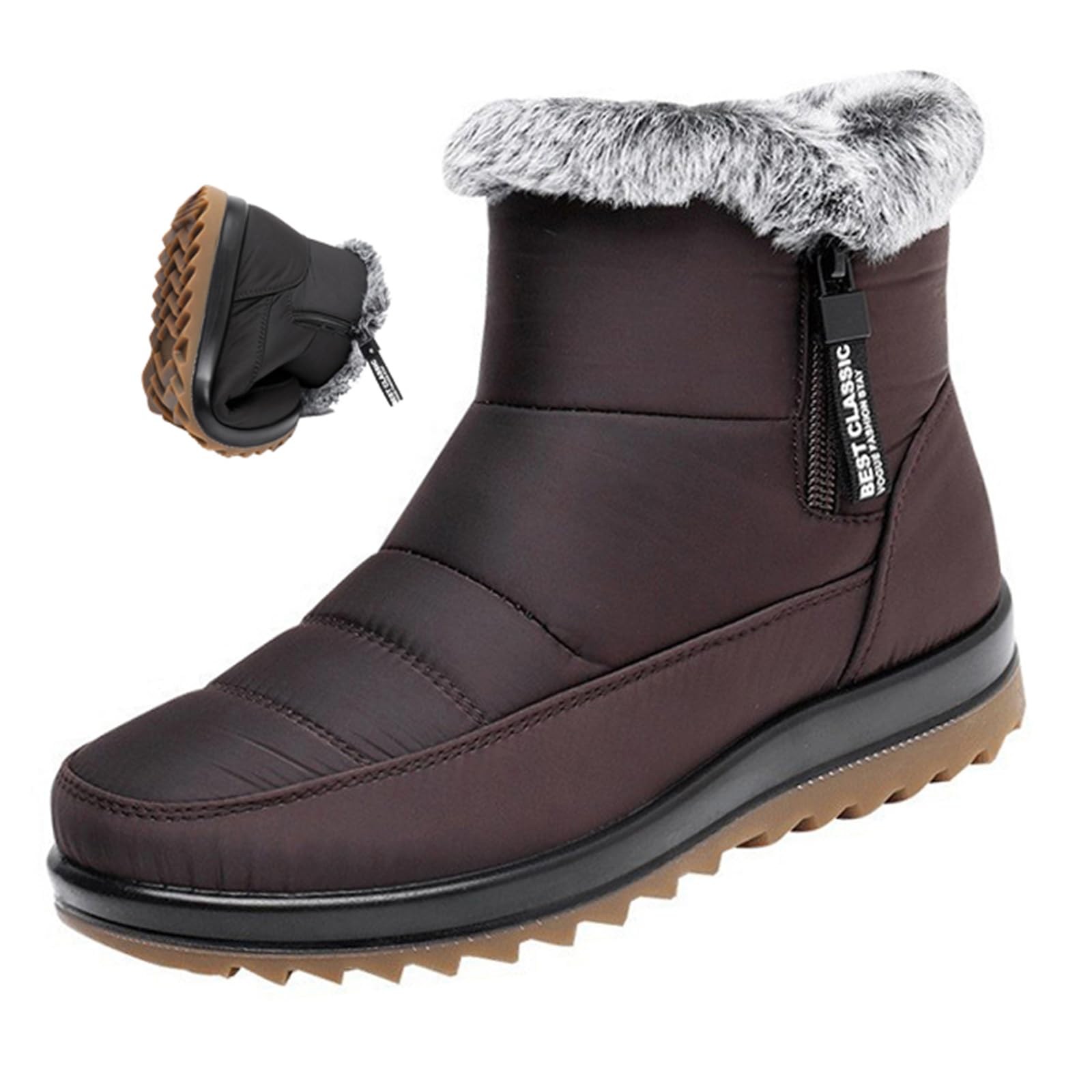 Botas de nieve de invierno para mujer, impermeables, antideslizantes, con forro de piel cálida, botas de invierno cómodas para exteriores