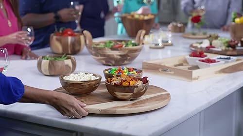 Miniatura 3 de Lipper International 1200-04 Acacia Natural Finish Grand - Tocadiscos de 20 pulgadas para mesa, paquete de 4, diseño de madera de acacia conveniente