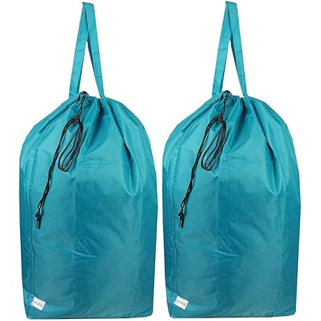 2-Pack Ultra-Durable Nylon Laundry Bags with Effortless Drawstring Closure